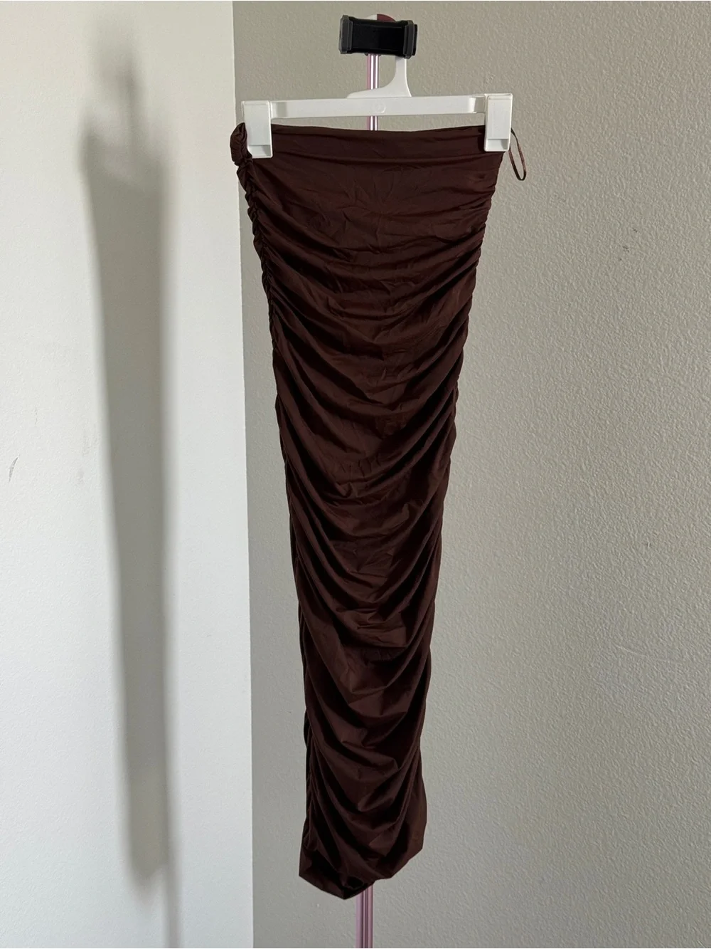 Zara Ruched Brown Women's Skirt - Sleek Ruched Design